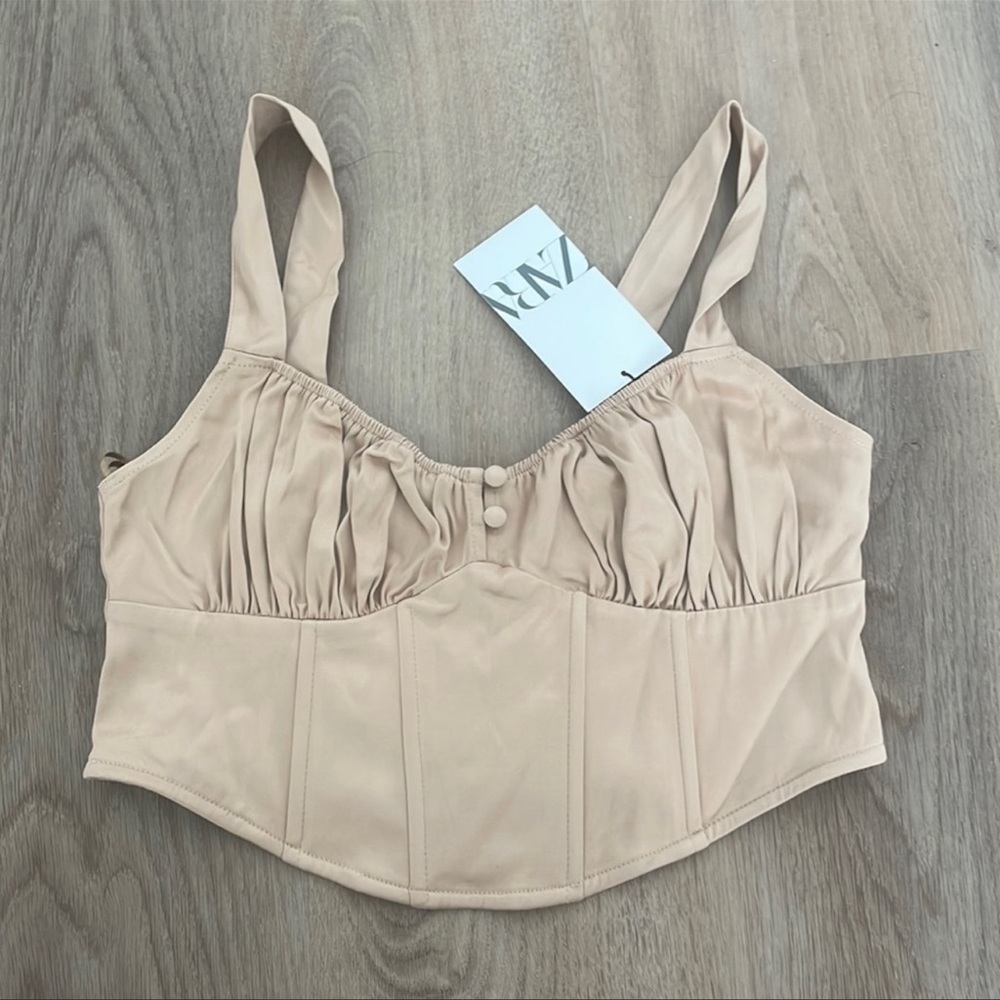 ZARA nude corset crop top